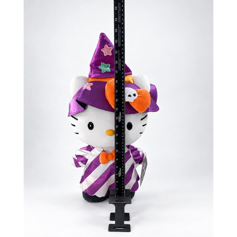 Hello Kitty Halloween Witch Greeter 23 in Purple Stripe Plush Gemmy NWT - Picture 7 of 9